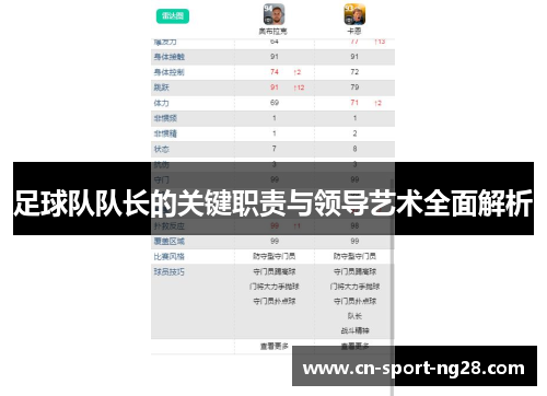 足球队队长的关键职责与领导艺术全面解析 足球队队长的关键职责与领导艺术全面解析